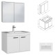 RUBITE 70 cm meuble salle de bain blanc simple vasque 2 portes + miroir armoire