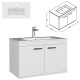 RUBITE 80 cm meuble salle de bain blanc simple vasque 2 portes
