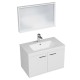 RUBITE 80 cm meuble salle de bain blanc simple vasque 2 portes + miroir cadre