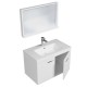 RUBITE 80 cm meuble salle de bain blanc simple vasque 2 portes + miroir cadre