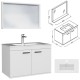 RUBITE 80 cm meuble salle de bain blanc simple vasque 2 portes + miroir cadre