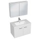 RUBITE 80 cm meuble salle de bain blanc simple vasque 2 portes + miroir armoire