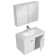 RUBITE 80 cm meuble salle de bain blanc simple vasque 2 portes + miroir armoire