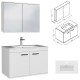 RUBITE 80 cm meuble salle de bain blanc simple vasque 2 portes + miroir armoire