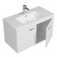 RUBITE 90 cm meuble salle de bain blanc simple vasque 2 portes