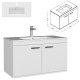 RUBITE 90 cm meuble salle de bain blanc simple vasque 2 portes