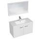 RUBITE 90 cm meuble salle de bain blanc simple vasque 2 portes + miroir cadre