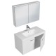 RUBITE 90 cm meuble salle de bain blanc simple vasque 2 portes + miroir armoire