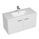 RUBITE 100 cm meuble salle de bain blanc simple vasque 2 portes