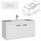 RUBITE 100 cm meuble salle de bain blanc simple vasque 2 portes