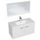 RUBITE 100 cm meuble salle de bain blanc simple vasque 2 portes + miroir cadre