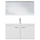 RUBITE 100 cm meuble salle de bain blanc simple vasque 2 portes + miroir cadre