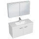 RUBITE 100 cm meuble salle de bain blanc simple vasque 2 portes + miroir armoire