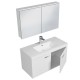 RUBITE 100 cm meuble salle de bain blanc simple vasque 2 portes + miroir armoire