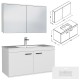 RUBITE 100 cm meuble salle de bain blanc simple vasque 2 portes + miroir armoire