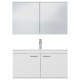 RUBITE 100 cm meuble salle de bain blanc simple vasque 2 portes + miroir armoire