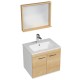 RUBITE 60 cm meuble salle de bain chêne simple vasque 2 portes + miroir cadre