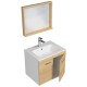 RUBITE 60 cm meuble salle de bain chêne simple vasque 2 portes + miroir cadre