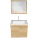 RUBITE 60 cm meuble salle de bain chêne simple vasque 2 portes + miroir cadre