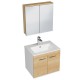 RUBITE 60 cm meuble salle de bain chêne simple vasque 2 portes + miroir armoire