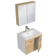 RUBITE 60 cm meuble salle de bain chêne simple vasque 2 portes + miroir armoire