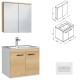 RUBITE 60 cm meuble salle de bain chêne simple vasque 2 portes + miroir armoire