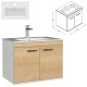 RUBITE 70 cm meuble salle de bain chêne simple vasque 2 portes