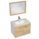 RUBITE 70 cm meuble salle de bain chêne simple vasque 2 portes + miroir cadre
