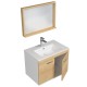 RUBITE 70 cm meuble salle de bain chêne simple vasque 2 portes + miroir cadre