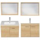 RUBITE 70 cm meuble salle de bain chêne simple vasque 2 portes + miroir cadre