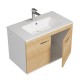 RUBITE 80 cm meuble salle de bain chêne simple vasque 2 portes