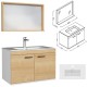 RUBITE 80 cm meuble salle de bain chêne simple vasque 2 portes + miroir cadre