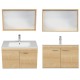 RUBITE 80 cm meuble salle de bain chêne simple vasque 2 portes + miroir cadre