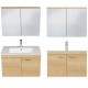 RUBITE 80 cm meuble salle de bain chêne simple vasque 2 portes + miroir armoire