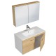 RUBITE 90 cm meuble salle de bain chêne simple vasque 2 portes + miroir armoire