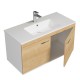 RUBITE 100 cm meuble salle de bain chêne simple vasque 2 portes