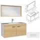 RUBITE 100 cm meuble salle de bain chêne simple vasque 2 portes + miroir cadre