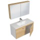 RUBITE 100 cm meuble salle de bain chêne simple vasque 2 portes + miroir armoire