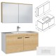 RUBITE 100 cm meuble salle de bain chêne simple vasque 2 portes + miroir armoire