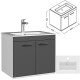 RUBITE 60 cm meuble salle de bain anthracite simple vasque 2 portes