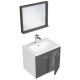 RUBITE 60 cm meuble salle de bain anthracite simple vasque 2 portes + miroir cadre