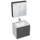 RUBITE 60 cm meuble salle de bain anthracite simple vasque 2 portes + miroir armoire
