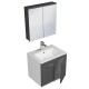 RUBITE 60 cm meuble salle de bain anthracite simple vasque 2 portes + miroir armoire