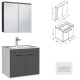 RUBITE 60 cm meuble salle de bain anthracite simple vasque 2 portes + miroir armoire