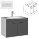RUBITE 70 cm meuble salle de bain anthracite simple vasque 2 portes