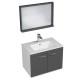 RUBITE 70 cm meuble salle de bain anthracite simple vasque 2 portes + miroir cadre