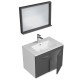 RUBITE 70 cm meuble salle de bain anthracite simple vasque 2 portes + miroir cadre