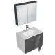 RUBITE 70 cm meuble salle de bain anthracite simple vasque 2 portes + miroir armoire