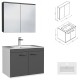 RUBITE 70 cm meuble salle de bain anthracite simple vasque 2 portes + miroir armoire