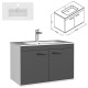RUBITE 80 cm meuble salle de bain anthracite simple vasque 2 portes
